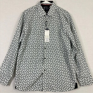 NEW Silver Stone Collection Modern Fit Black White Abstract Button Down XL